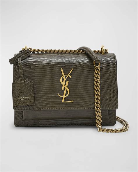 Saint Laurent Sunset Small YSL Lizard Crossbody Bag